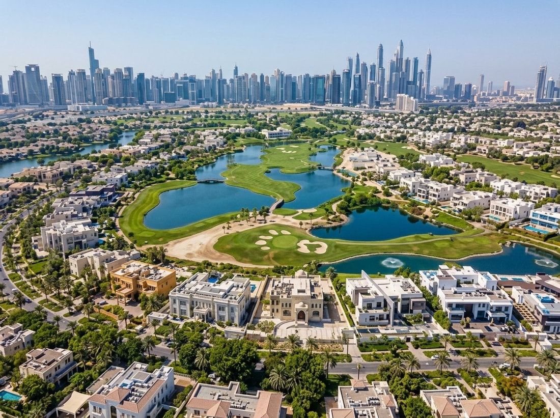 Pole golfowe Montgomerie i jeziora w Emirates Hills