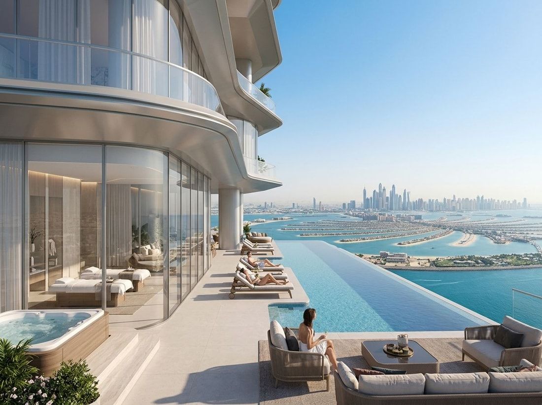 Prywatne spa, basen i lounge z widokiem na Palm Jumeirah