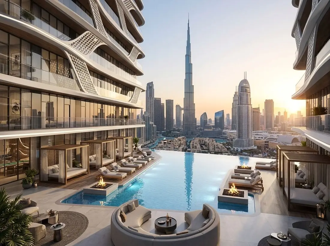 Sky lounge i basen z widokiem na Downtown Dubai