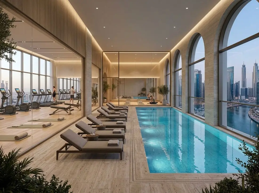 Strefa wellness z basenem, jogą i siłownią w Vitality Residence
