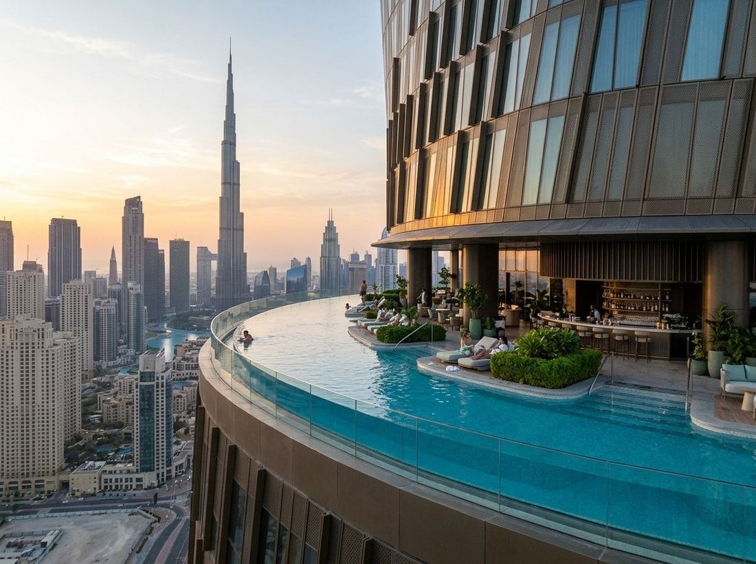 Sky lounge i basen wysoko nad miastem w wasl Tower