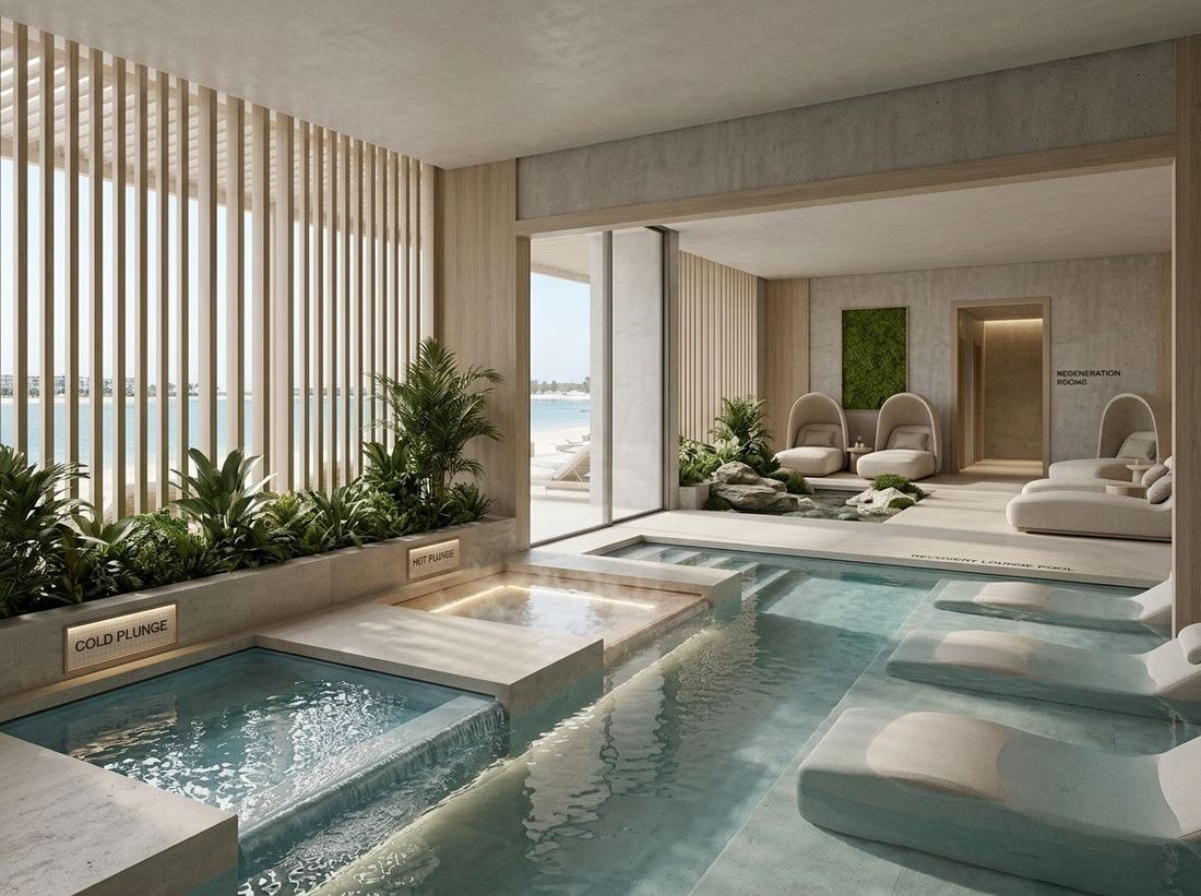 Strefa wellness z basenami regeneracyjnymi w Treppan Living Privé