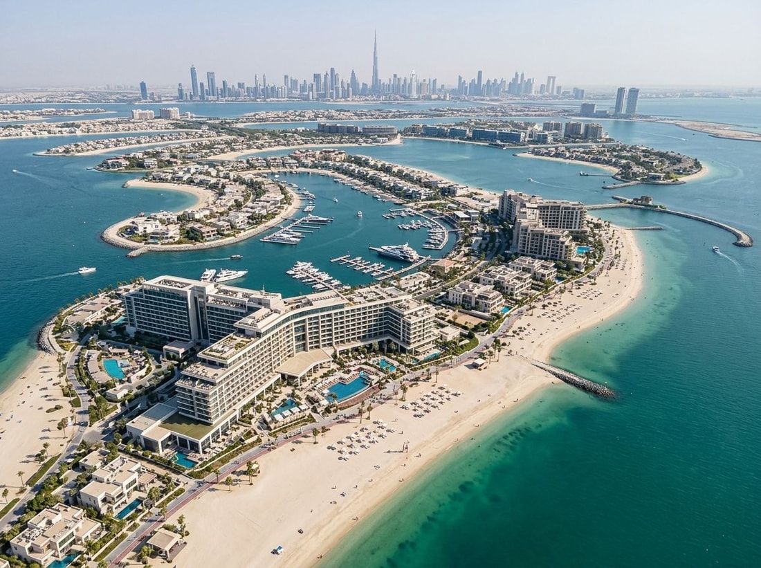 Piaszczyste plaże, mariny i promenady na Dubai Islands