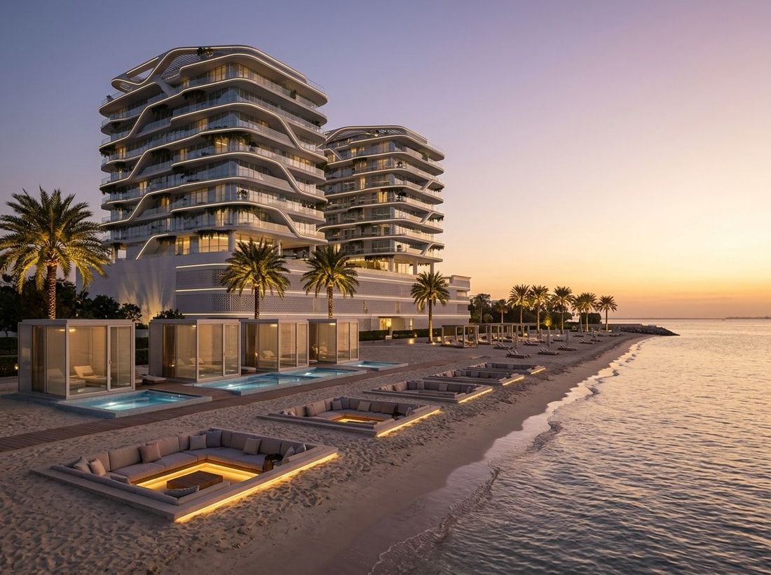 Floatation spa i zatopione kabany przy plaży w Hatimi Residences