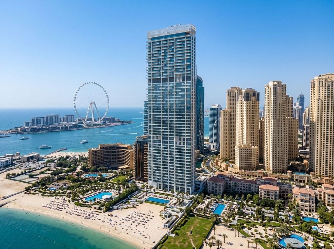 Luksusowa nadmorska wieża apartamentowa zwrócona ku morzu, 1/JBR