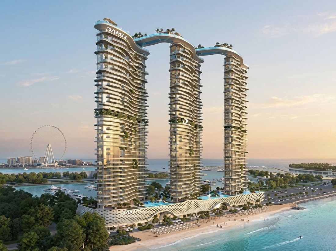 Rzeźbiarskie luksusowe wieże DAMAC Bay by Cavalli w Dubai Harbour