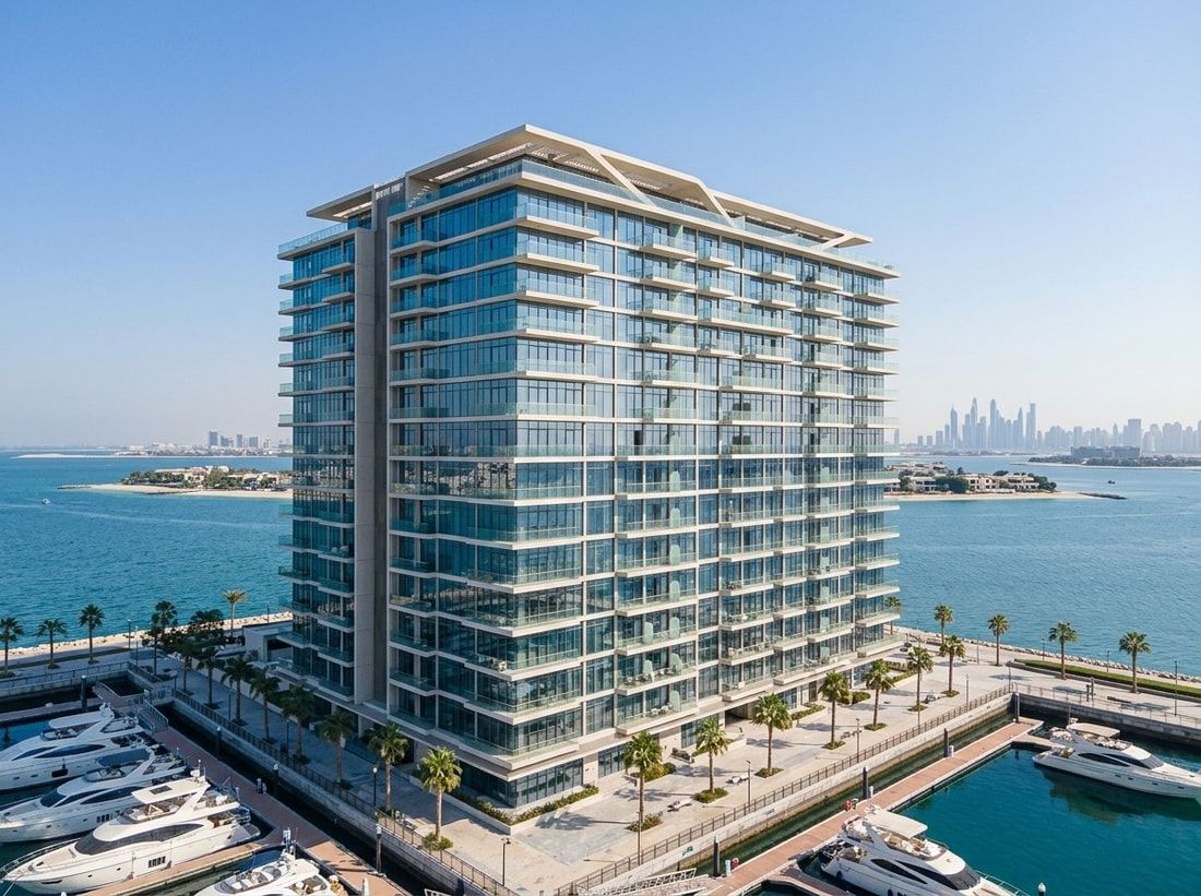 Nadmorska elewacja Hatimi Residences na Dubai Islands