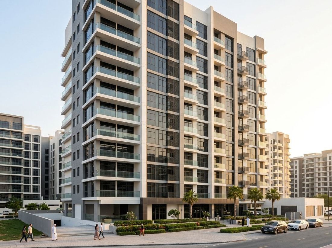 Fasada eleganckiego budynku AG Central w Dubailand