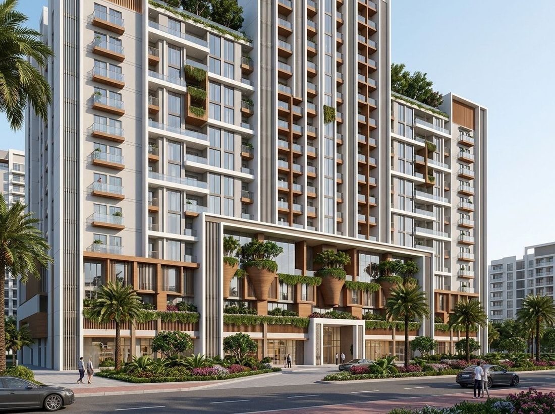 Fasada apartamentowca Levanto w JVC