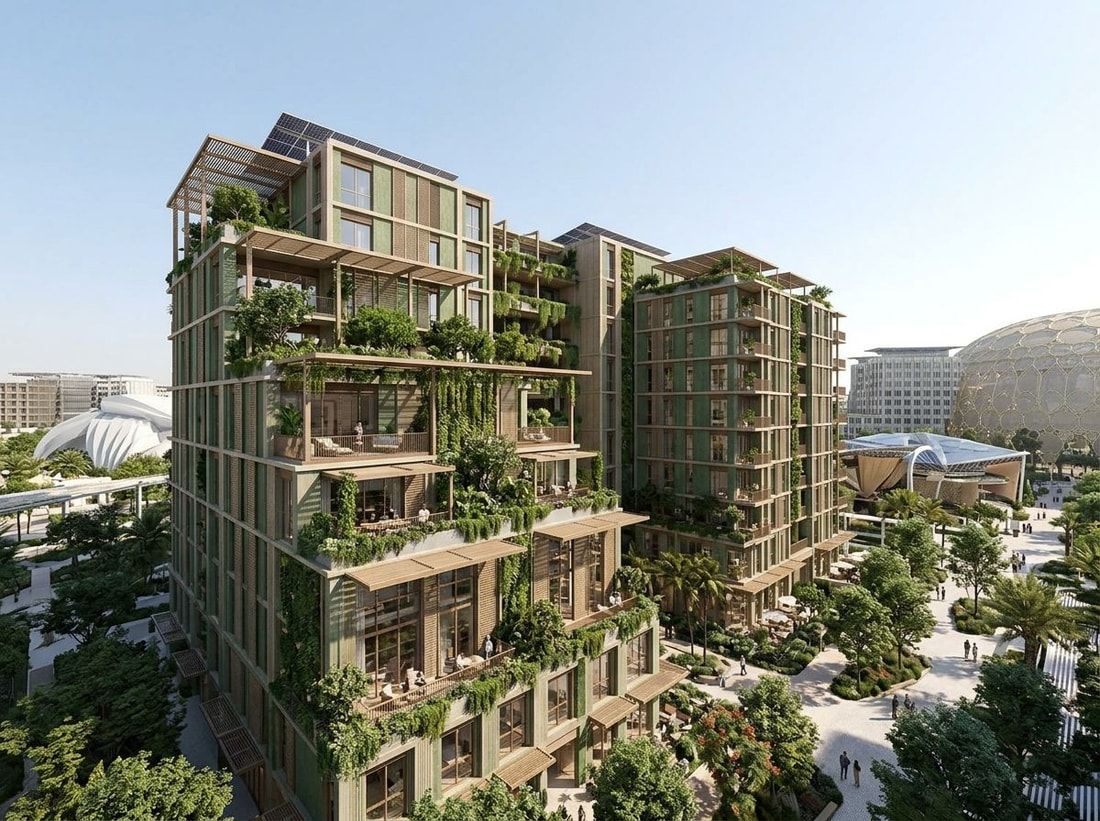 Zrównoważona elewacja z zielenią w Mangrove Residences
