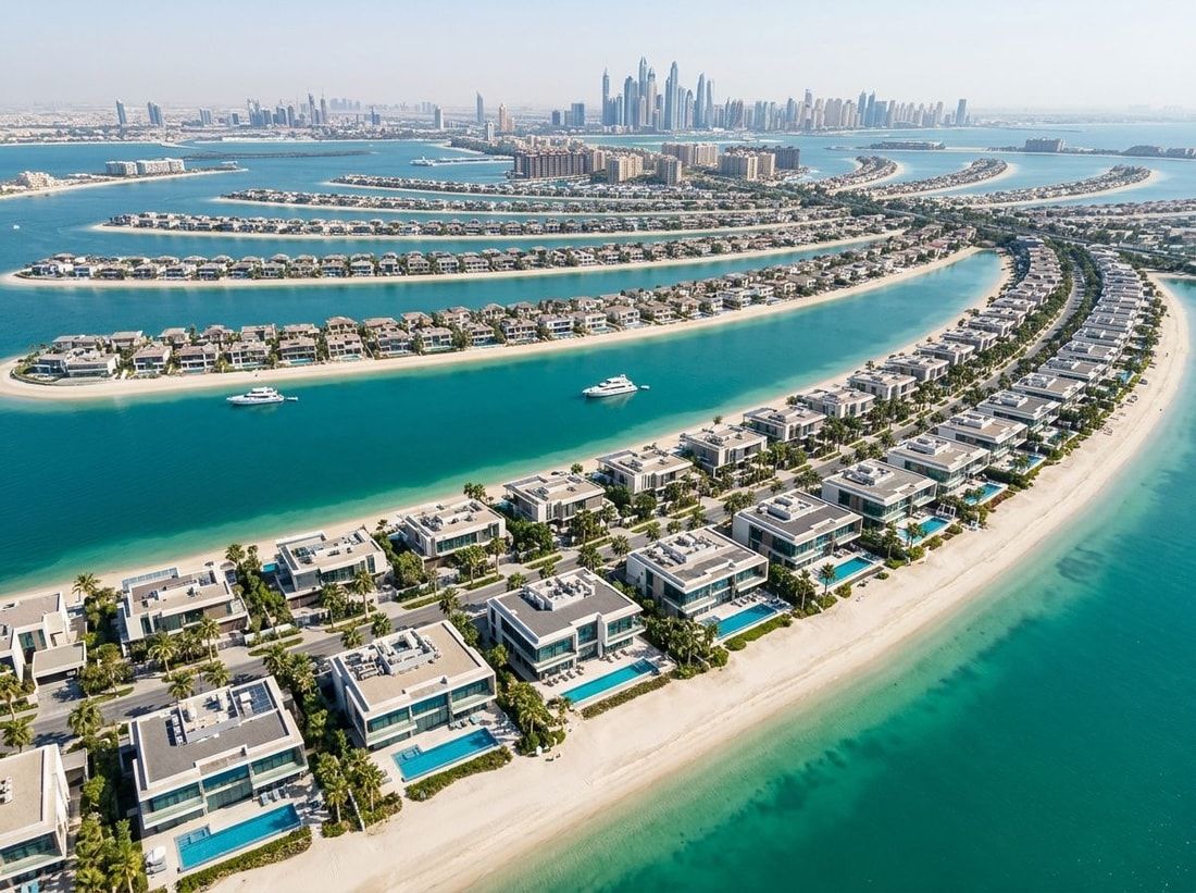 Nowoczesne wille nad plażą na Palm Jebel Ali
