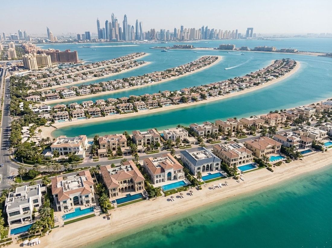Luksusowe wille nad plażą na liściach Palm Jumeirah