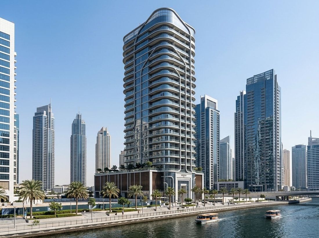 Nowoczesna fasada wieży Vento Tower w Business Bay
