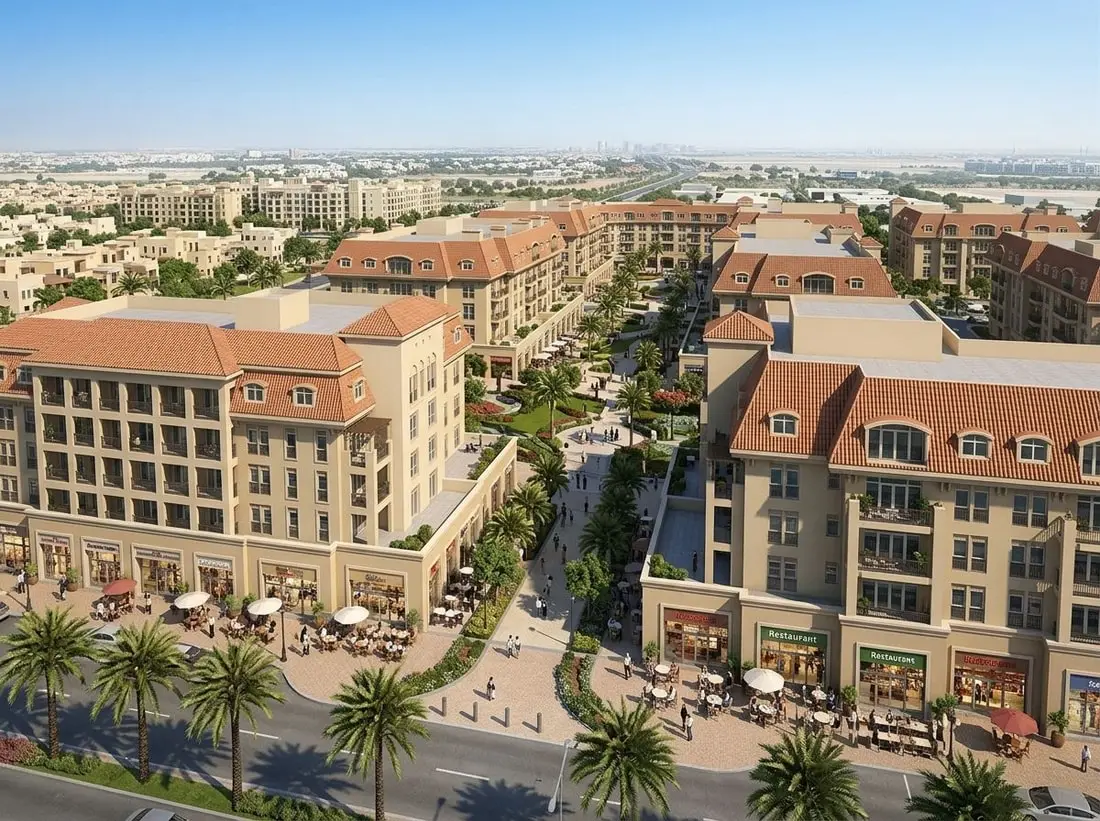 Niska zabudowa apartamentowa nad sklepami w parterze w Uptown Mirdiff