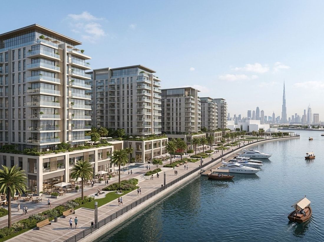 Nadwodne budynki mieszkalne z promenadą w Jaddaf Waterfront