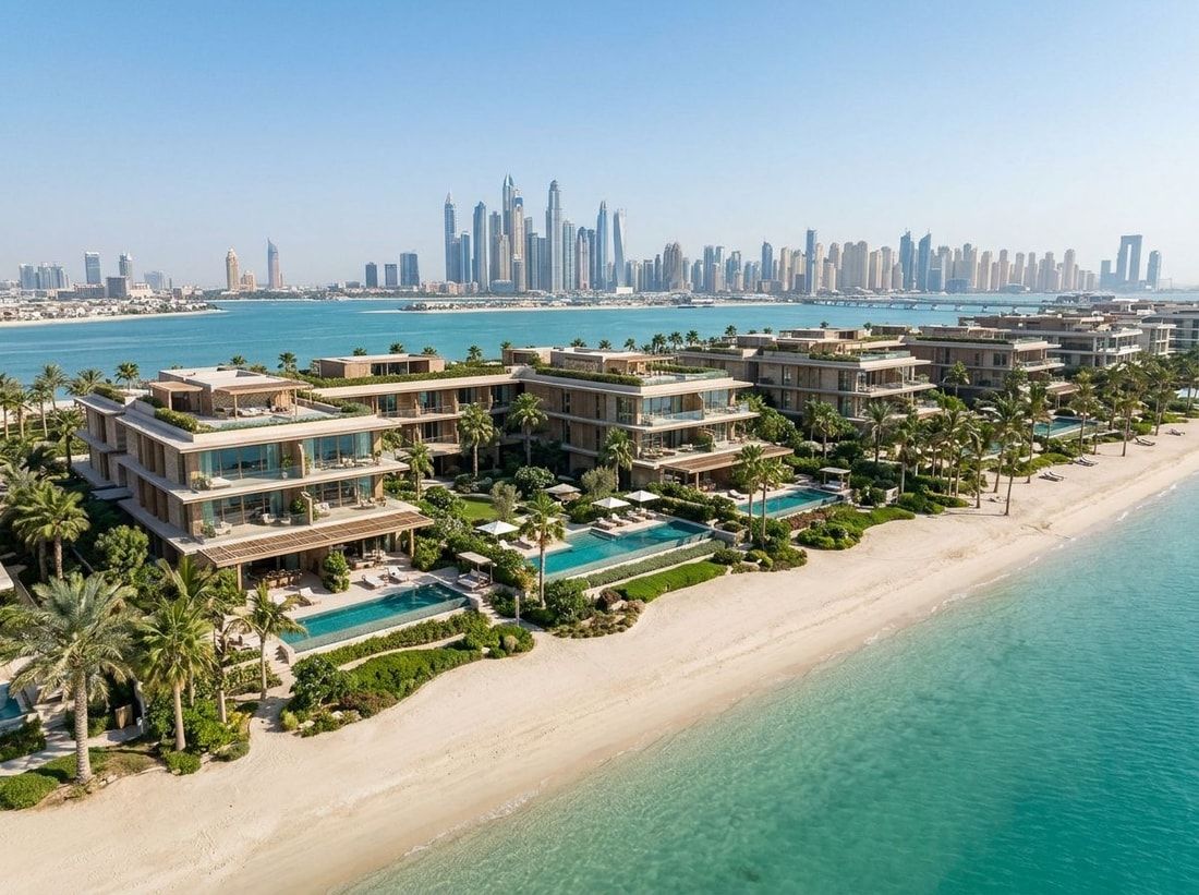 Elegancka niska zabudowa Six Senses na Palm Jumeirah w dzień