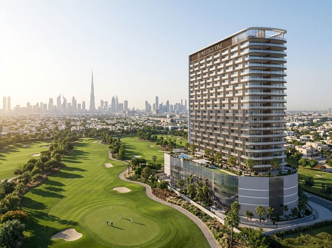 Wieża Golf Residences przy zielonym polu golfowym