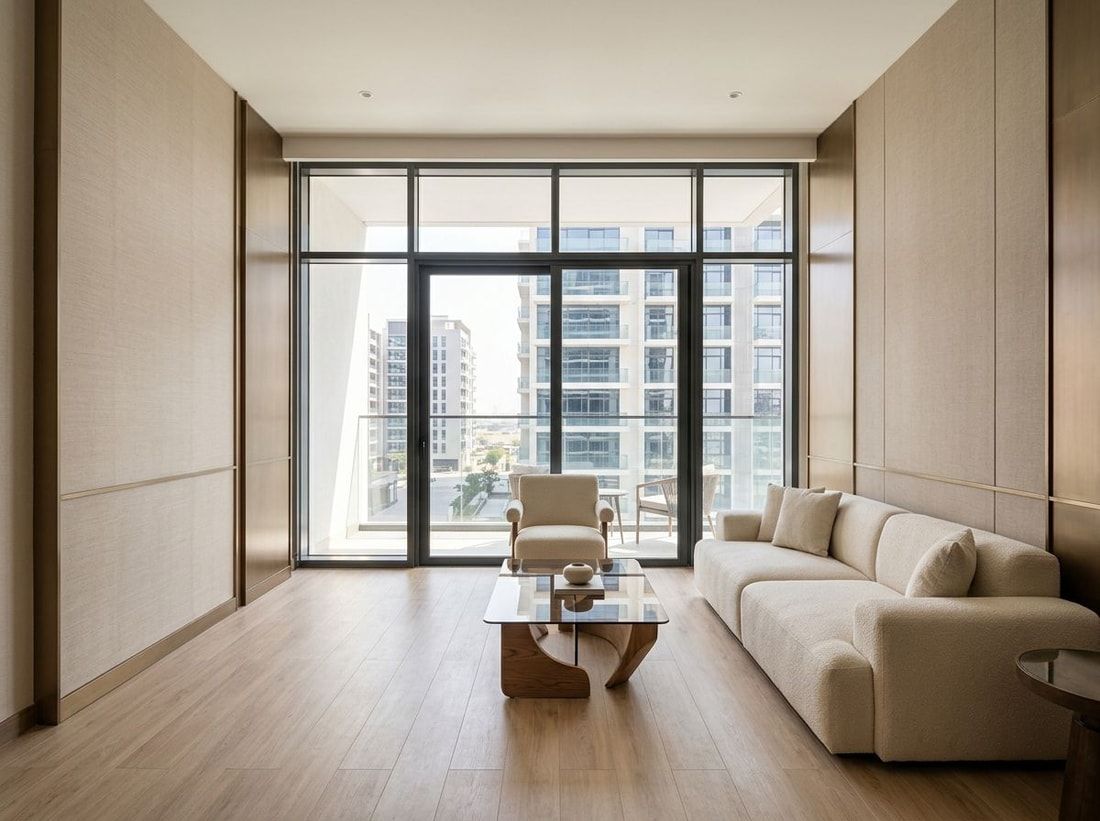 Jasny salon apartamentu w Stonehenge Residences