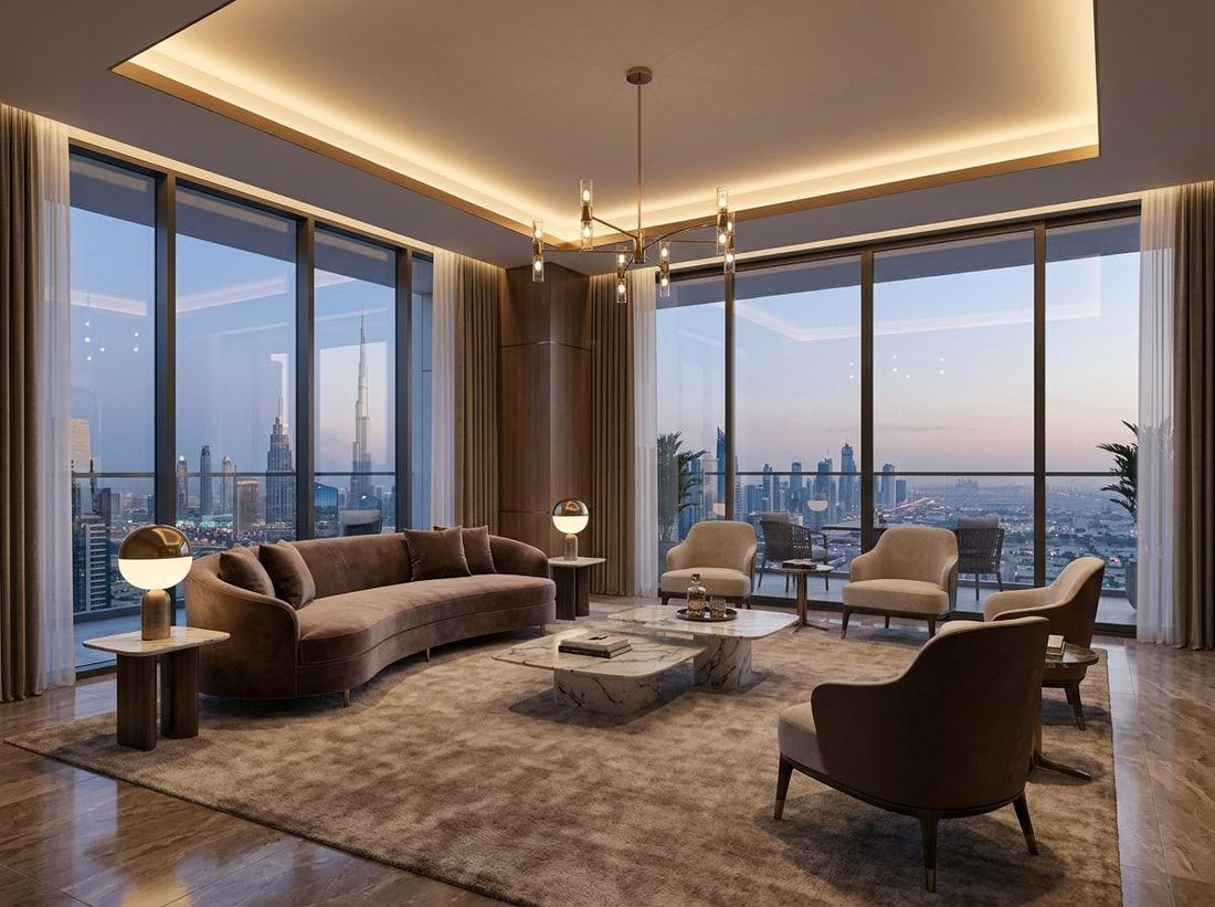 Luksusowy salon apartamentu z designerskimi meblami