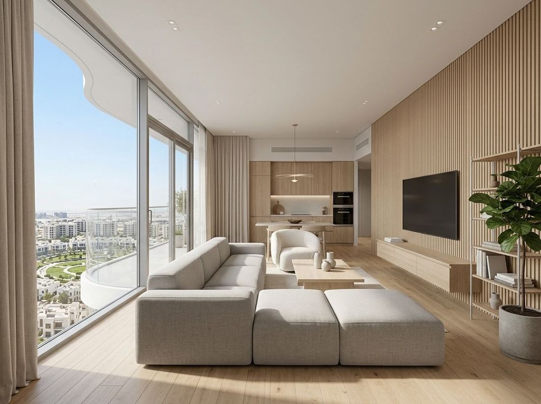 Jasne, minimalistyczne wnętrze apartamentu w stylu skandynawskim