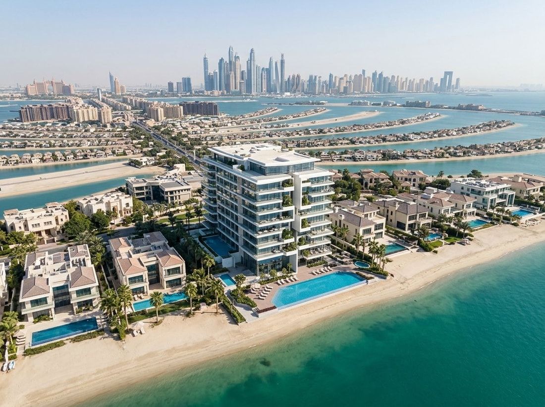 Lotniczy widok lokalizacji Luce na Palm Jumeirah