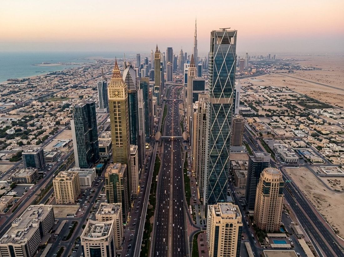 Lotniczy widok wieży Trump przy Sheikh Zayed Road