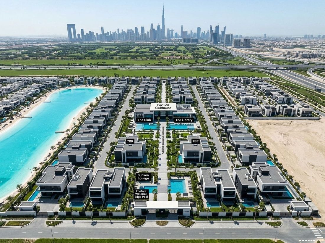 Lotniczy plan ekskluzywnego osiedla willi w Meydan MBR City