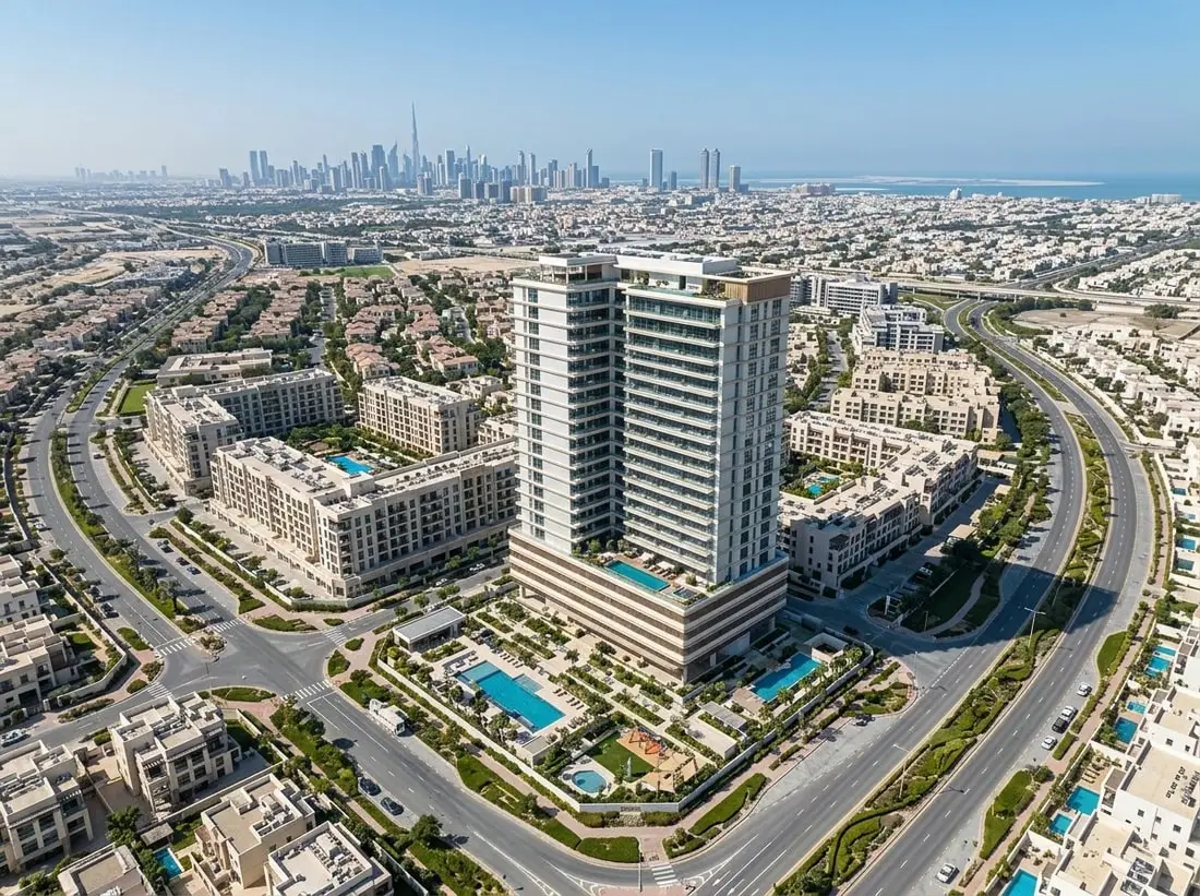 Lotniczy widok lokalizacji Celesto Tower w Dubailand