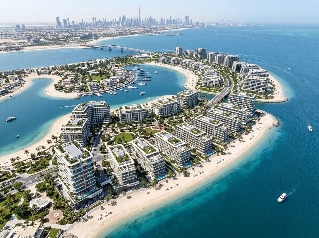 Lotniczy plan nadmorskiej społeczności na Dubai Islands