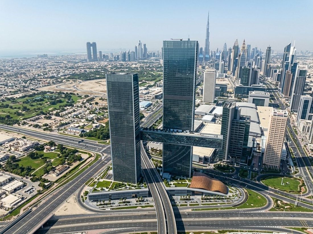 Lotniczy plan kompleksu One Za'abeel przy Dubai World Trade Centre