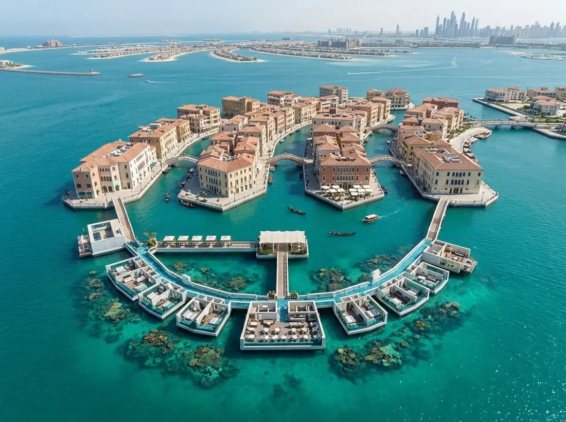 Lotniczy plan hotelu Floating Venice na wodzie