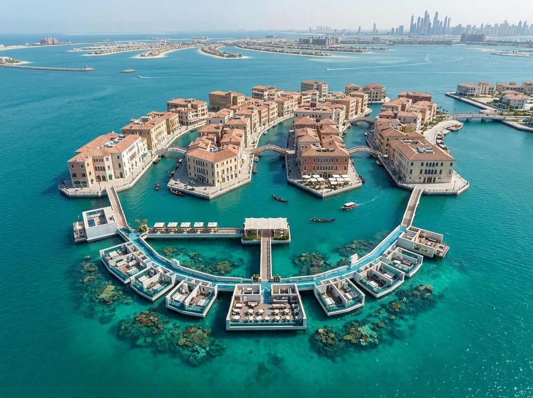 Lotniczy plan hotelu Floating Venice na wodzie