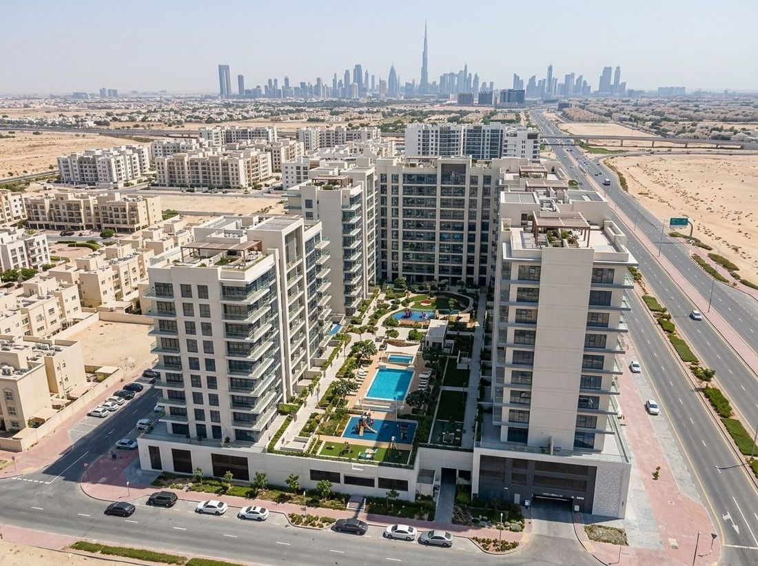 Lotniczy widok Azizi Central w Al Furjan