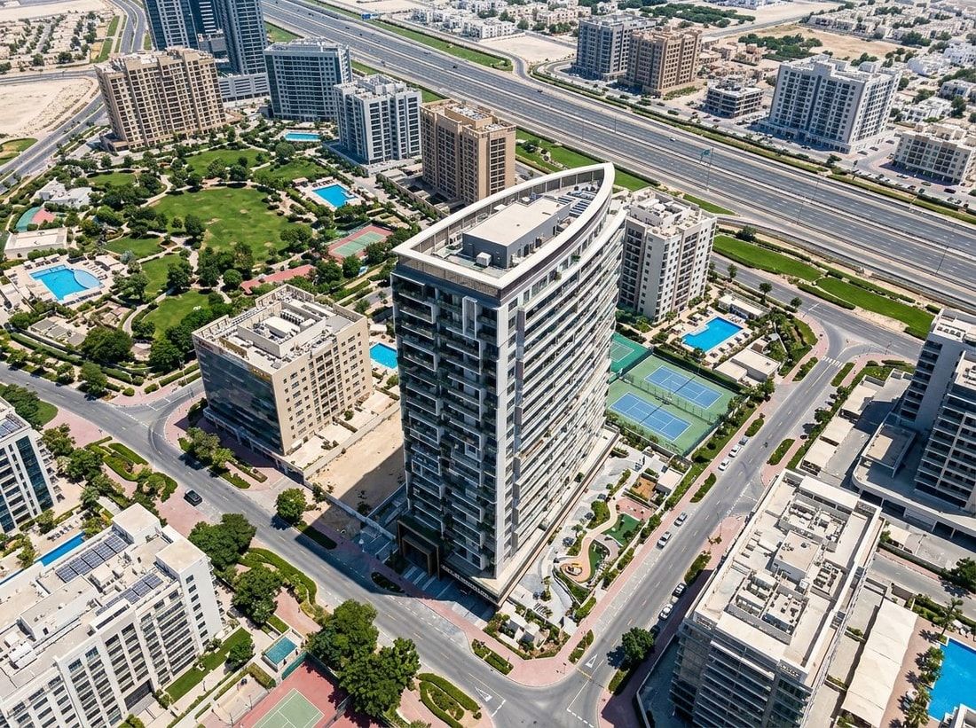 Lotniczy plan AG Ark Tower w Dubailand Residence Complex