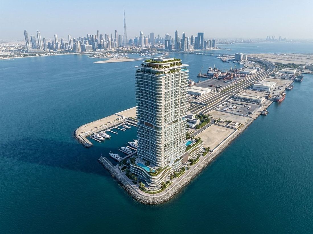 Wellnessowa wieża Sensia na wybrzeżu Dubai Maritime City