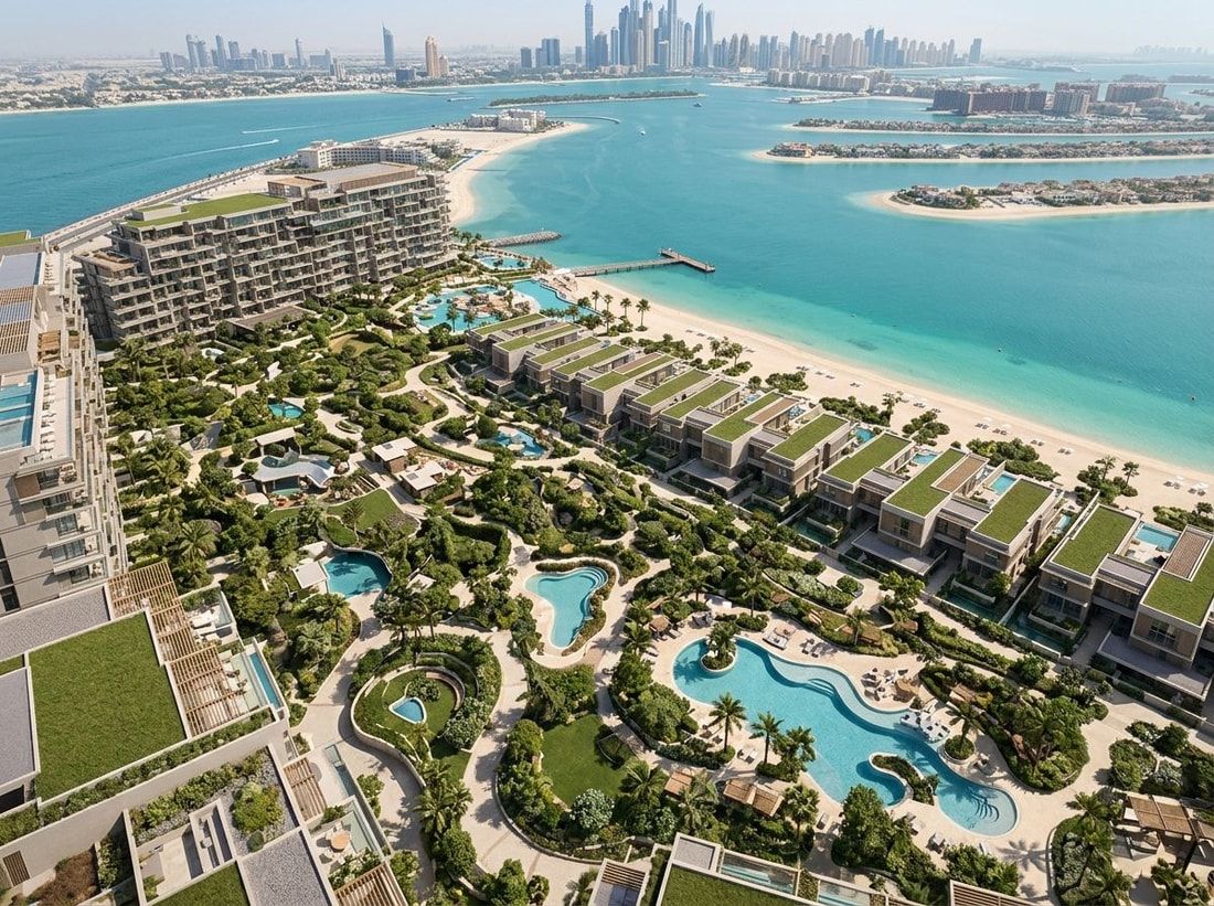 Lotniczy plan rezydencji wellness Six Senses na crescent Palm Jumeirah