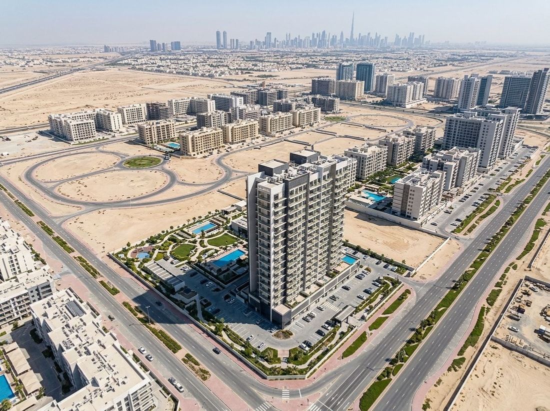 Lotniczy plan AG Central w Dubailand Residence Complex