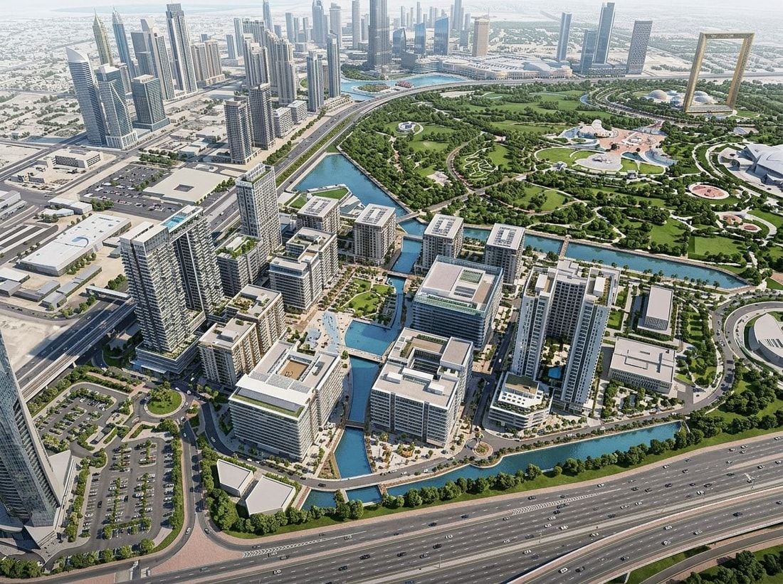 Lotniczy plan dzielnicy wasl1 przy parku i kanale