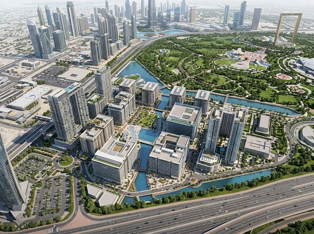 Lotniczy plan dzielnicy wasl1 przy parku i kanale